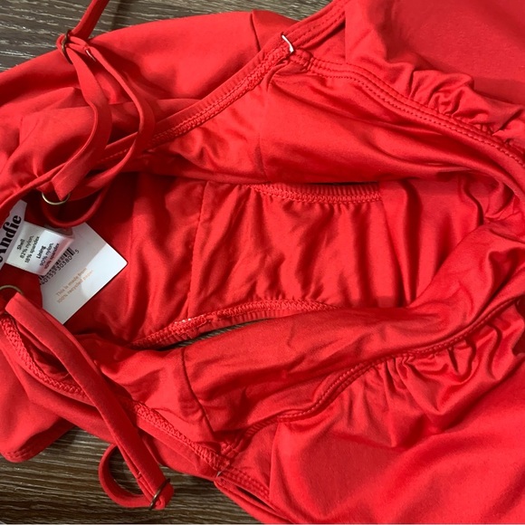 Andie red Womens Sardinia v neck one piece swimsuit XS NWT - Picture 9 of 9
